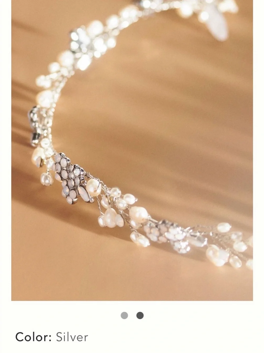 Anthropologie Twigs & Honey Baby’s Breath Pearl Opal Bridal crown headband